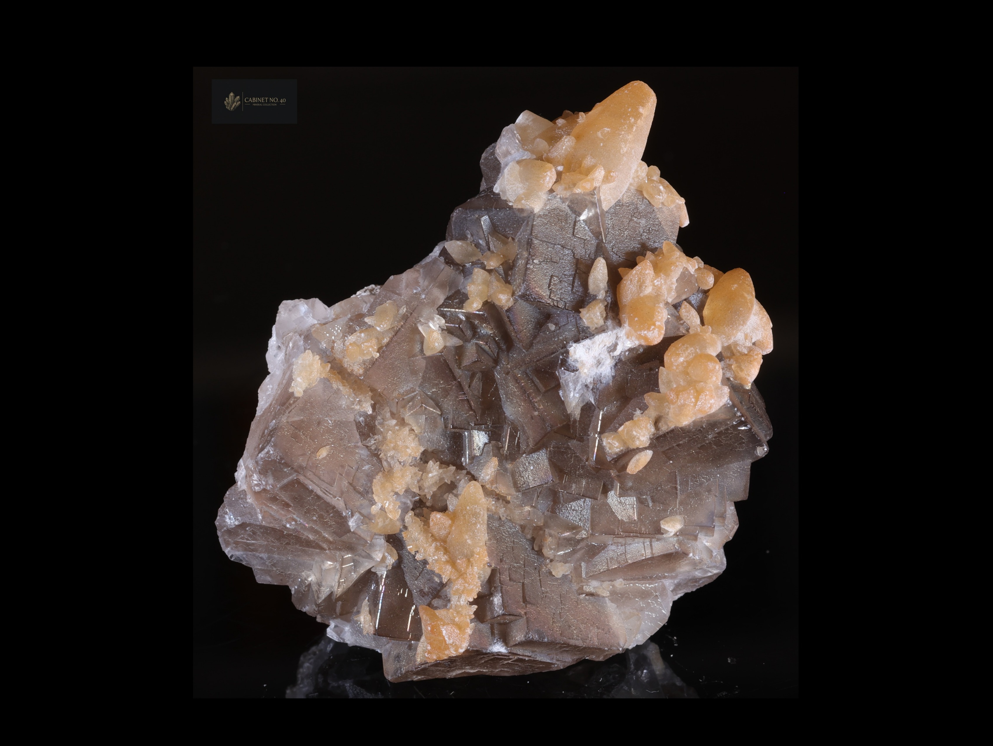 Brown Fluorite with Calcite Crystals from Pakistan