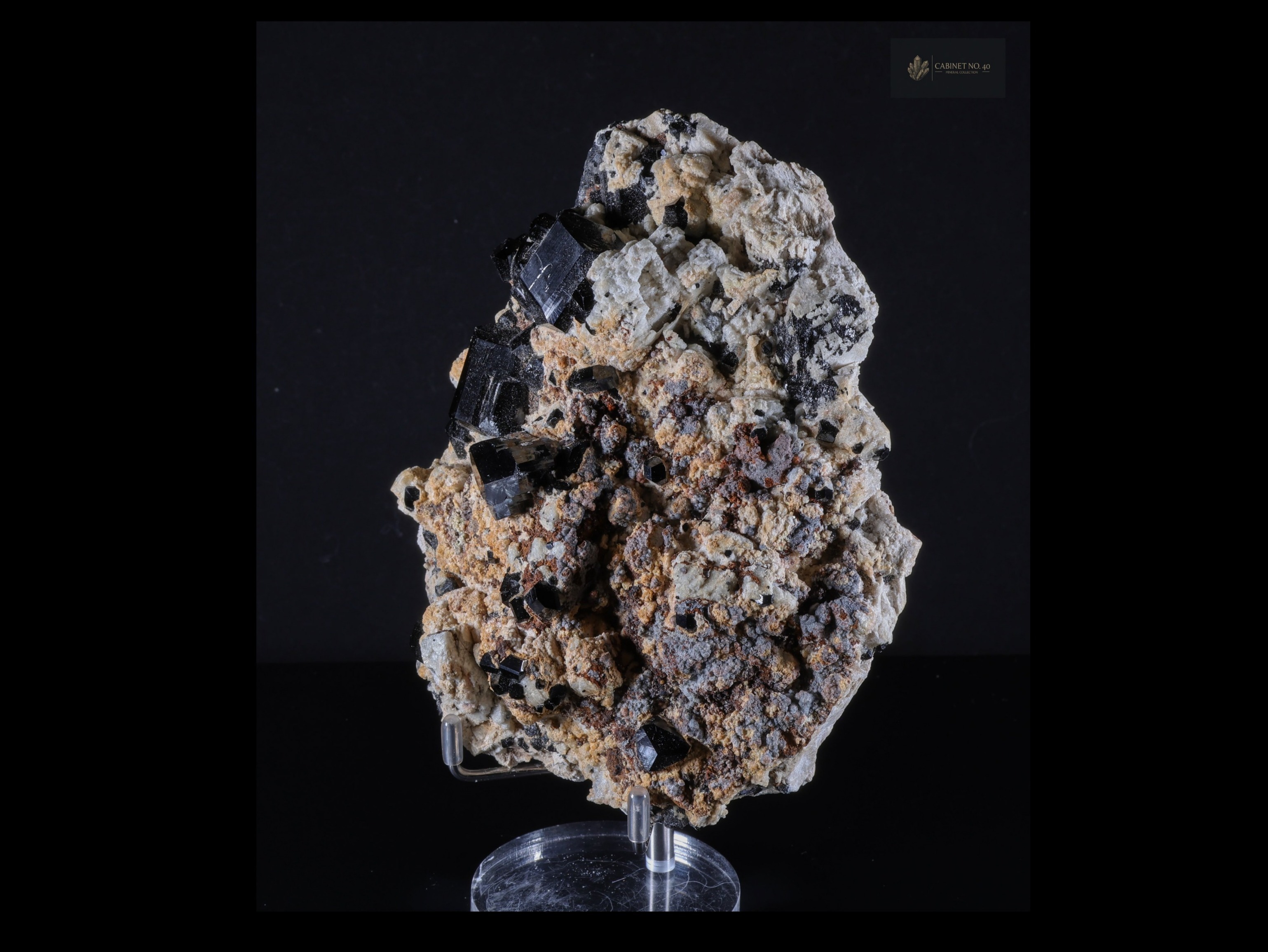 Black tourmaline (schorl) on albite