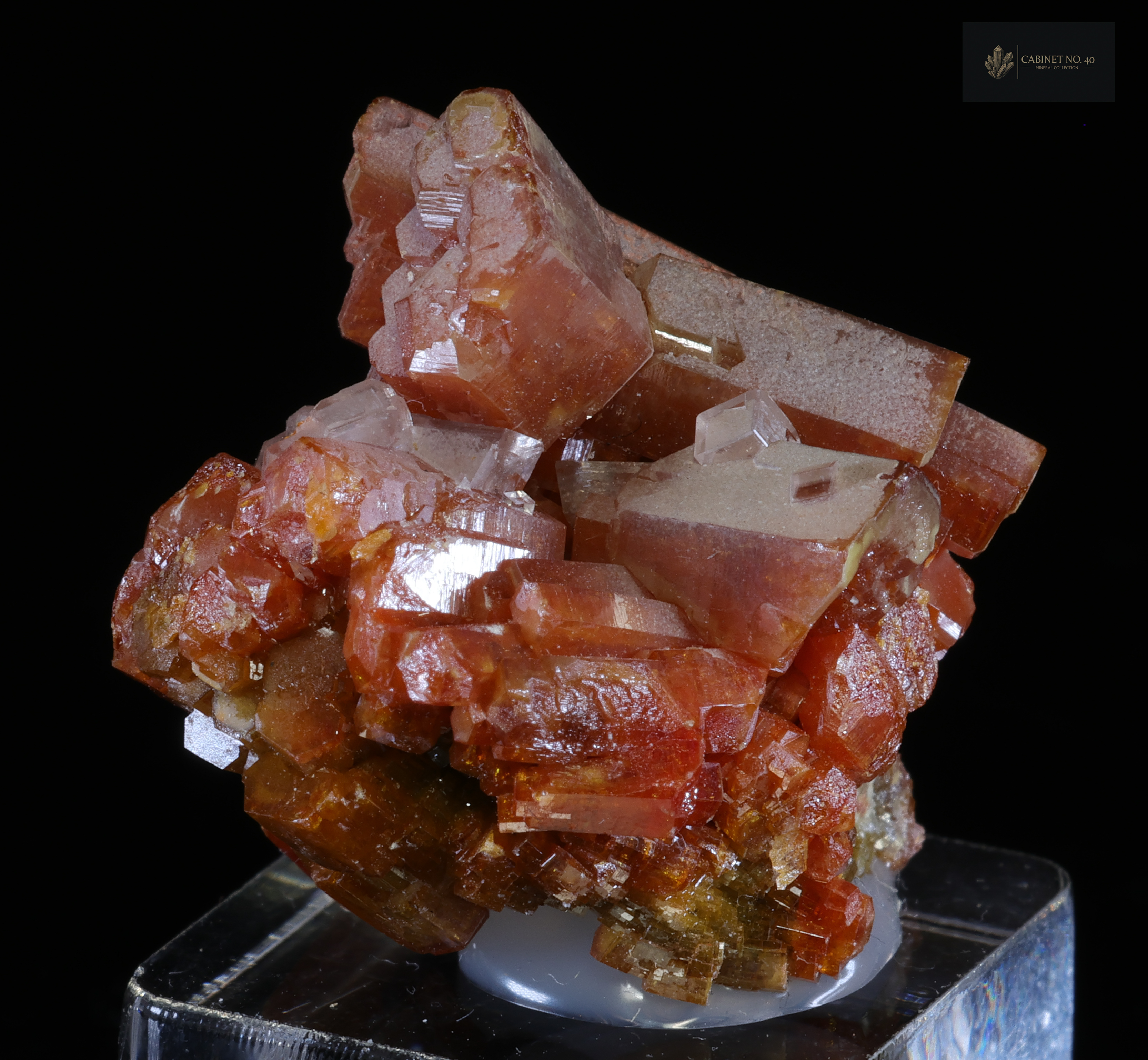 Orange-brown Vanadinite on Calcite from Mexico