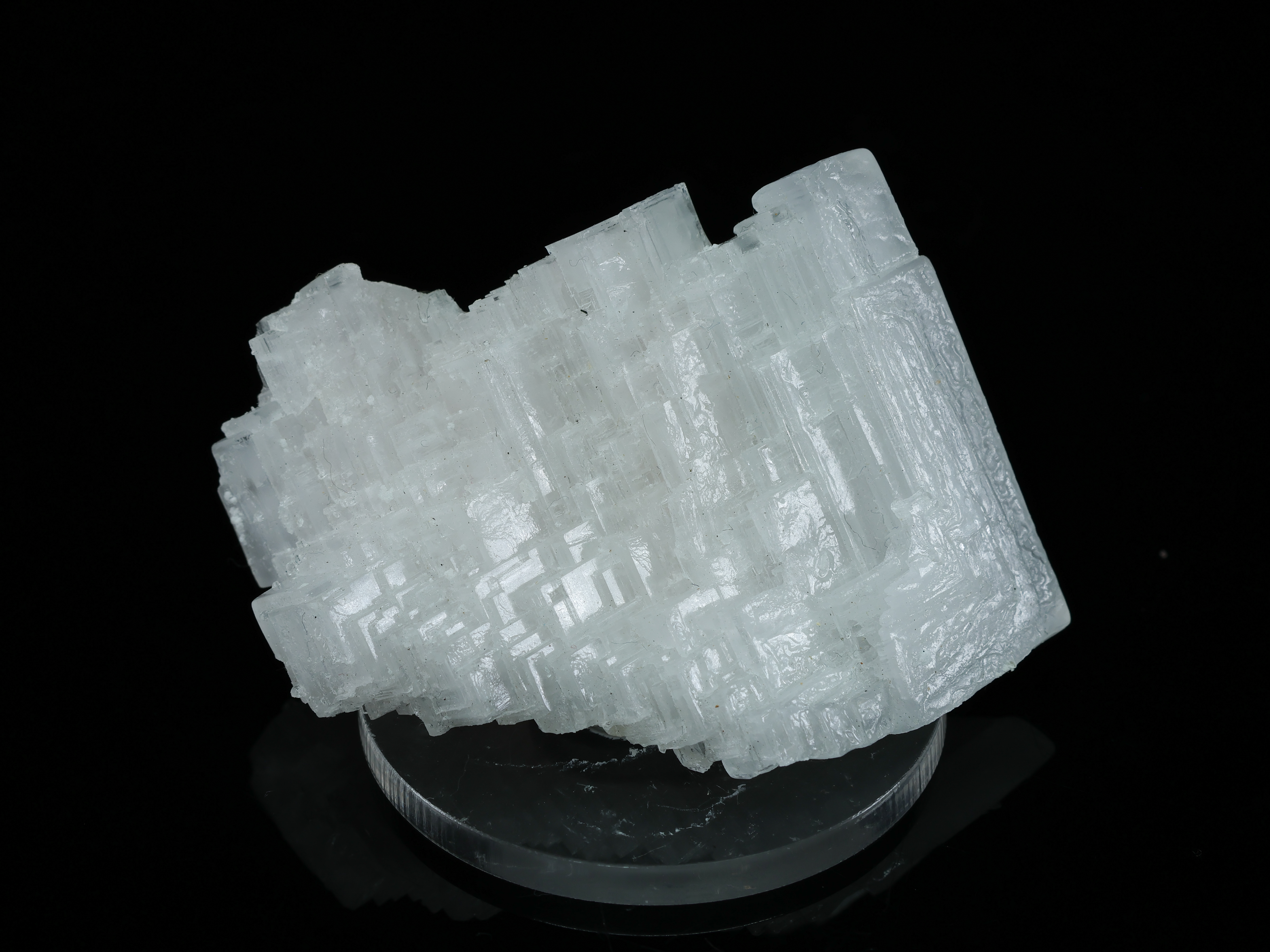 White stepped crystal of halite from Namibia