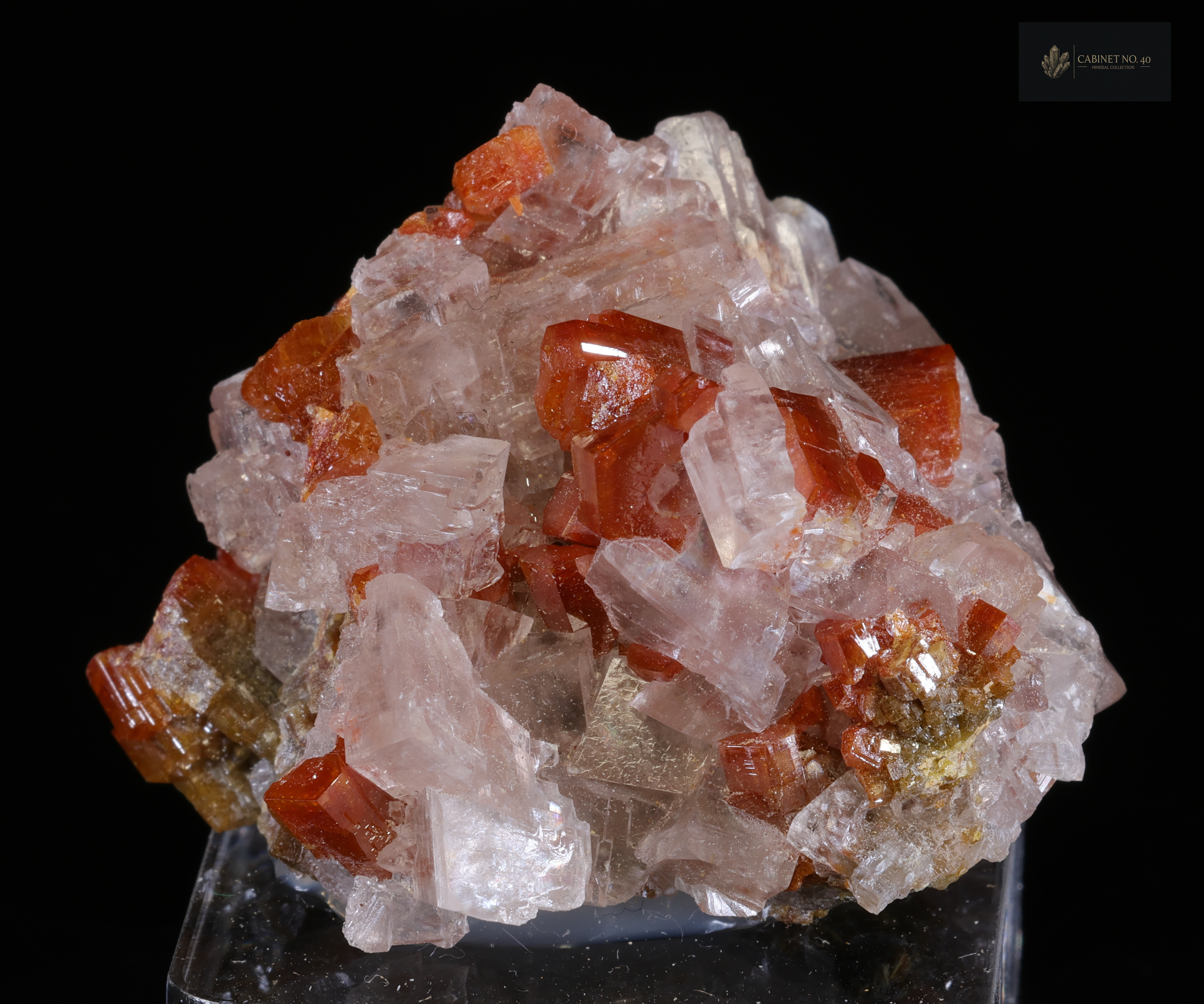 Orange-brown Vanadinite on Calcite from Mexico