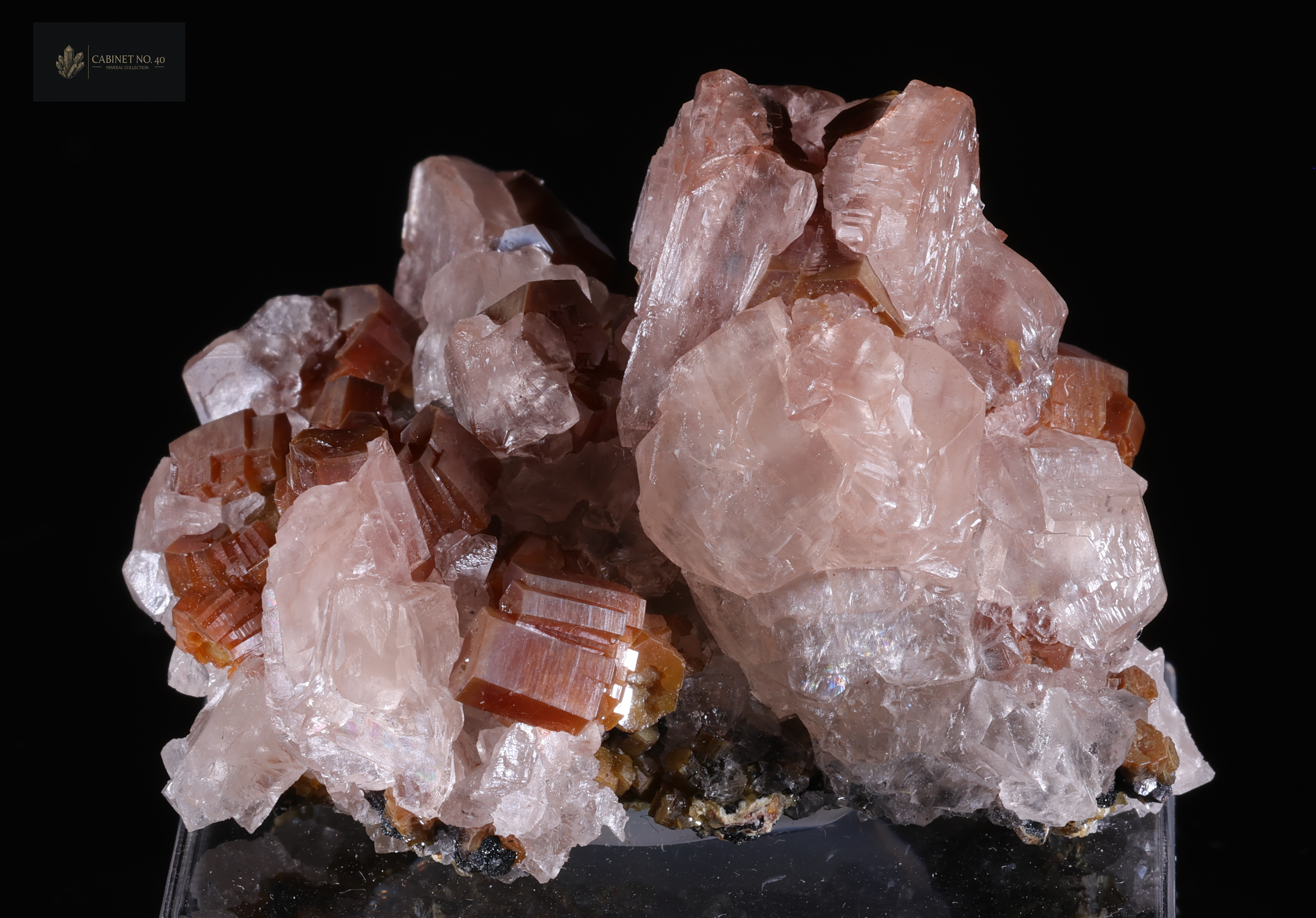 Orange-brown Vanadinite on Calcite from Mexico