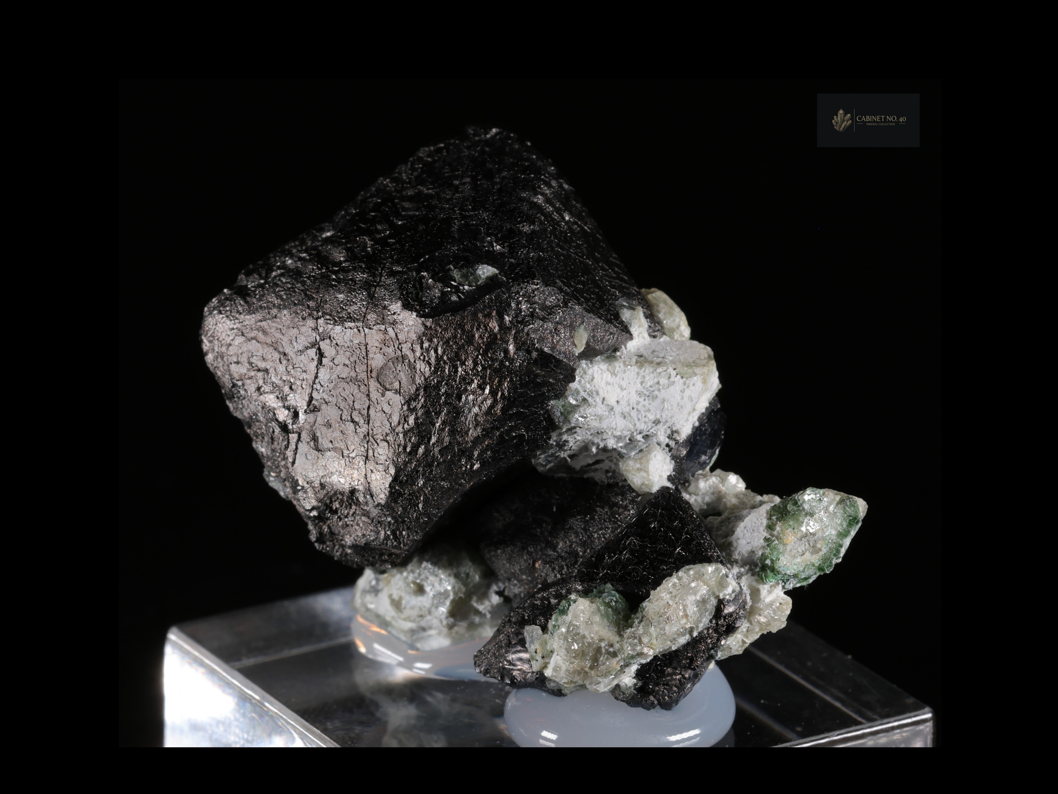 Shiny Magnetite with Green Apatite from the Kola Peninsula