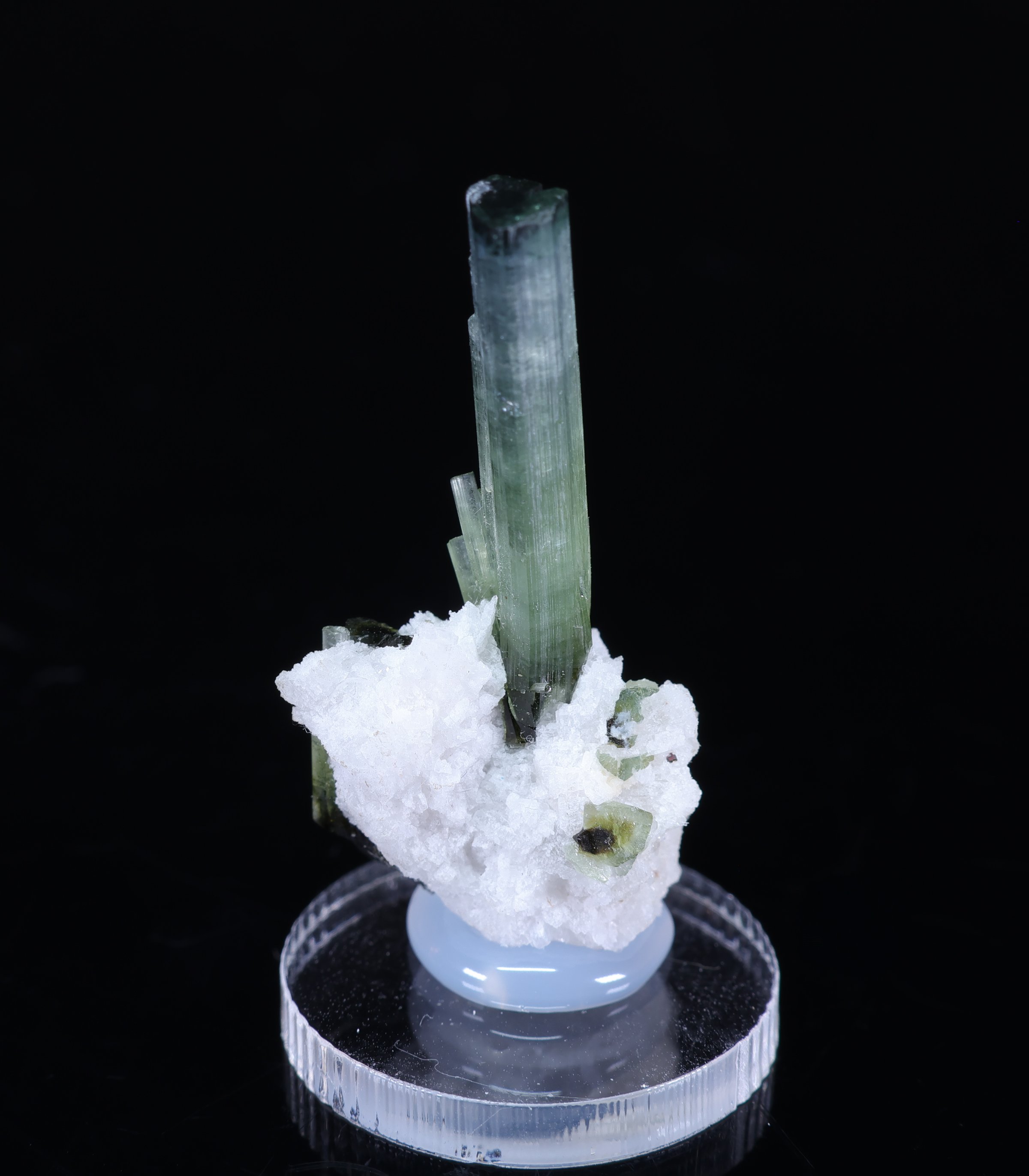 Dark Green Tourmaline on White Matrix from Afghanistan