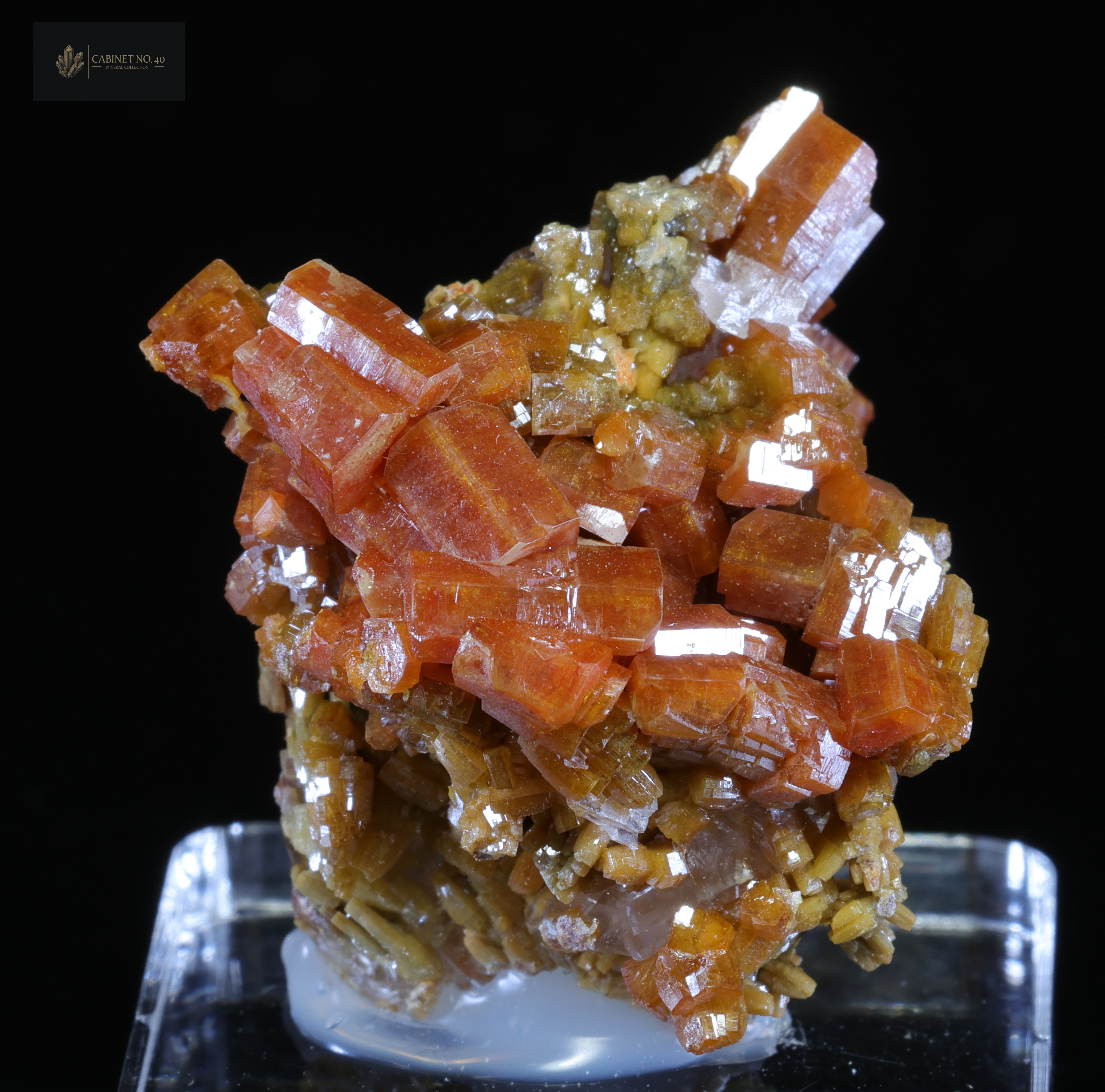 Orange-brown Vanadinite on Calcite from Mexico