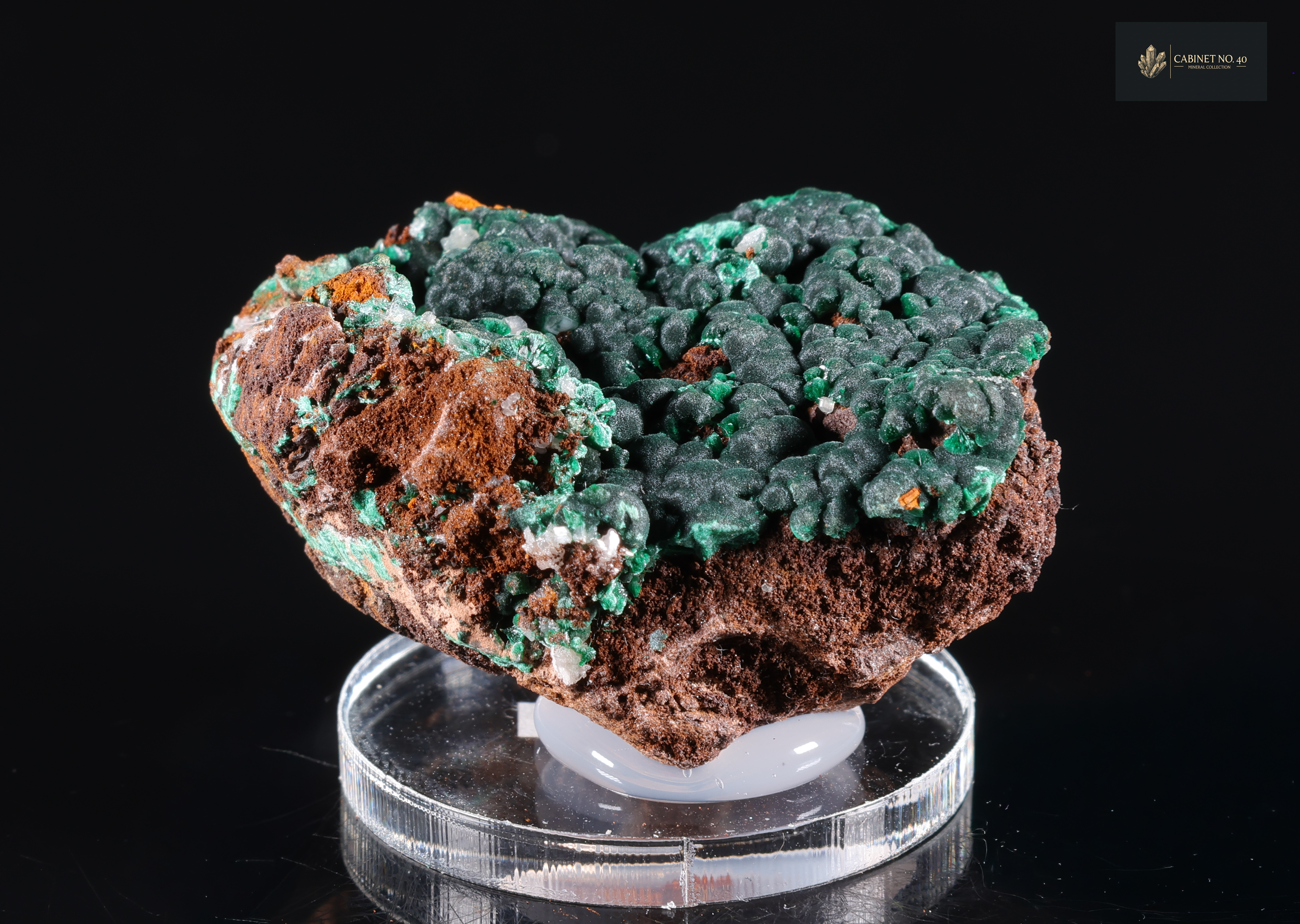 Velvet Malachite with Cerussite from Congo