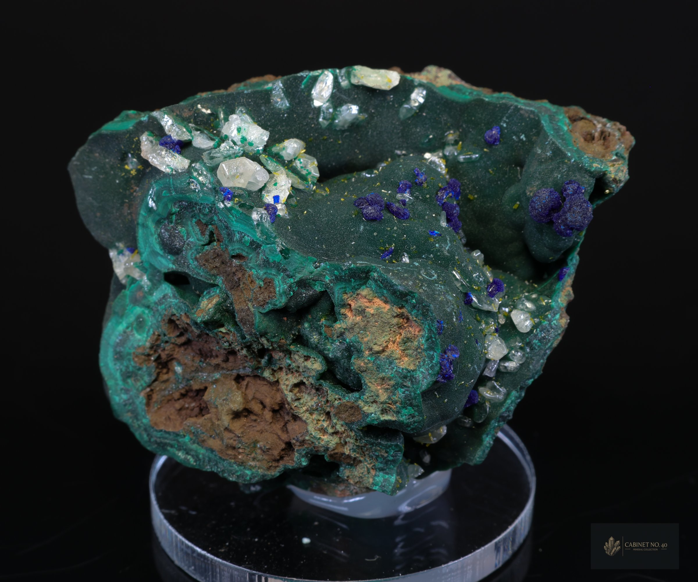 Malachite with Cerussite from Yanga Koubenza Quarry