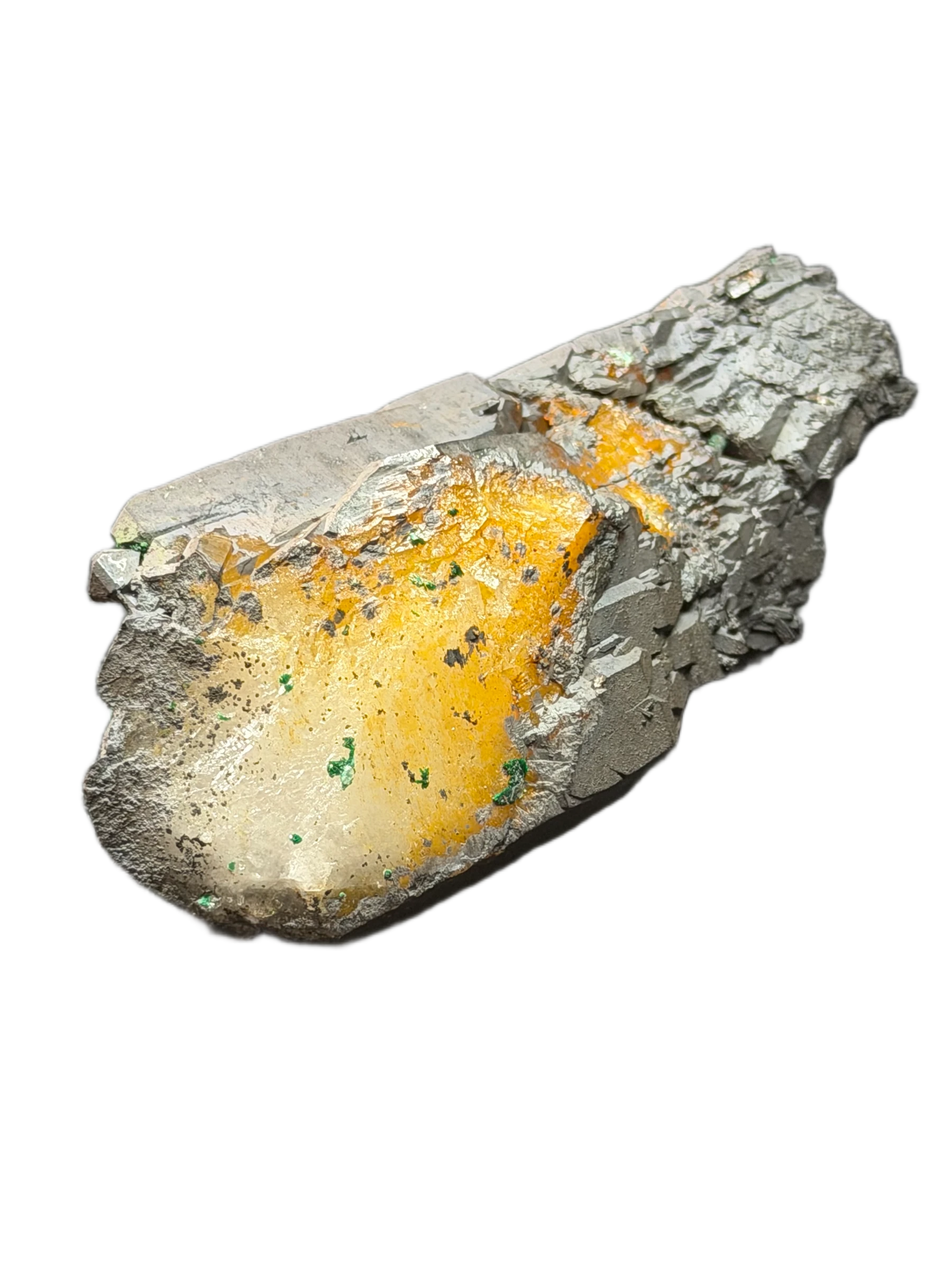 Goethite ps. w/ Malachite on Quartz